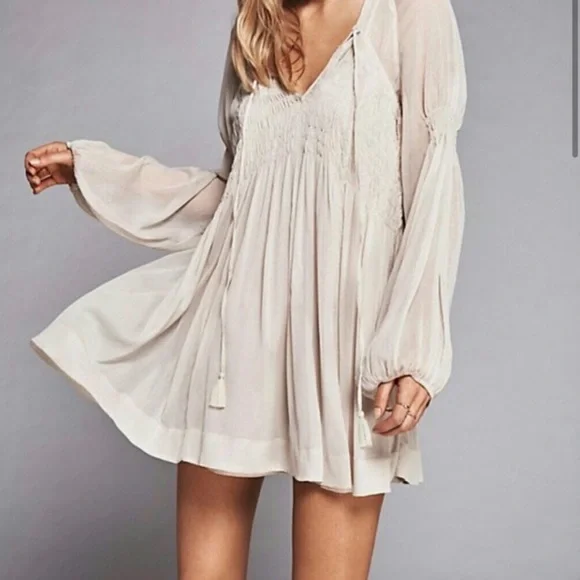 Free People Lini Smocked Mini babydoll tunic dress - Picture 2 of 8